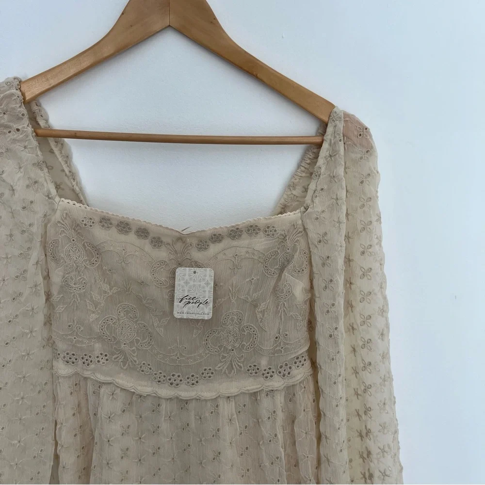 FREE PEOPLE Malina Maxi Cream Lace Babydoll Bohemian Dress NWT | Women’s xs
